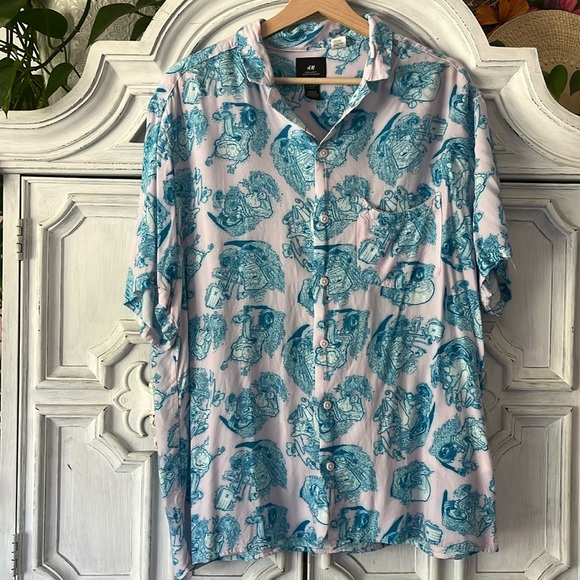 5 for $25! Men’s H&M SpongeBob Button-down Collar Blue/Light Pink Size M. - Picture 2 of 9